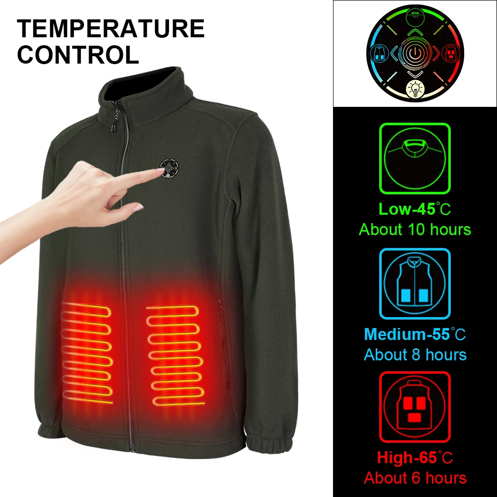 rechargeable battery usb custom mens heated polar fleece jacket for winter