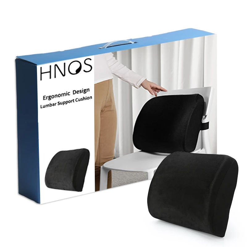 Ergonomic Design Office Back Pain Relief Memory Foam Lumbar Support Cushion With Strap