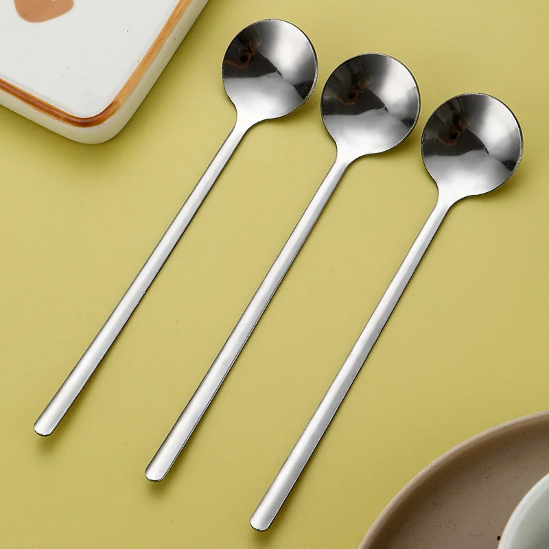 GEMEI Creative Small Round Chocolate Coffee Tea Desserts Spoon Multifunctional Spoon Stainless Steel Sliver Spoon