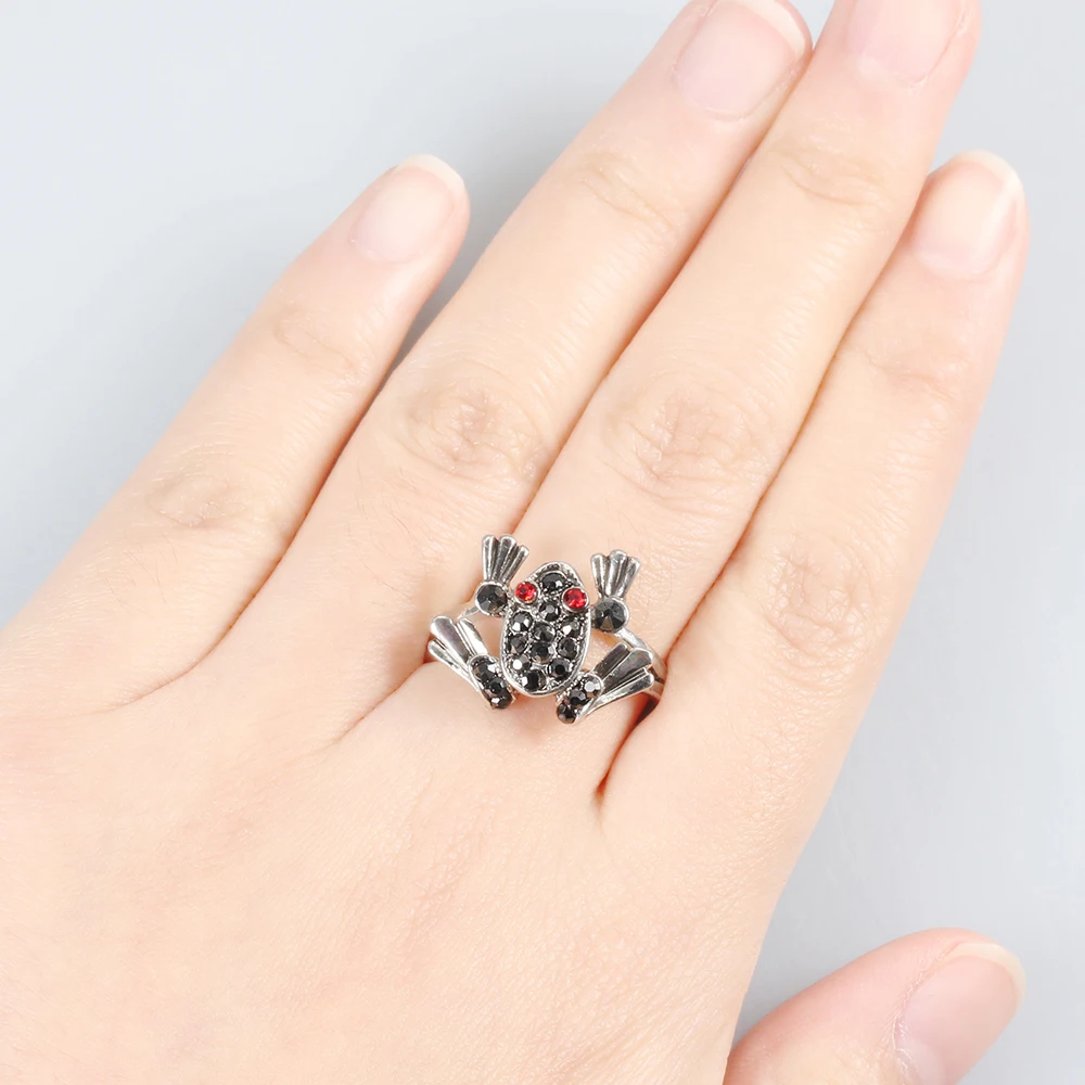 HPXmas New Designed Unisex Gold Silver Color Frog Shape Personalized Rings With Zircon Crystal For Men Gift