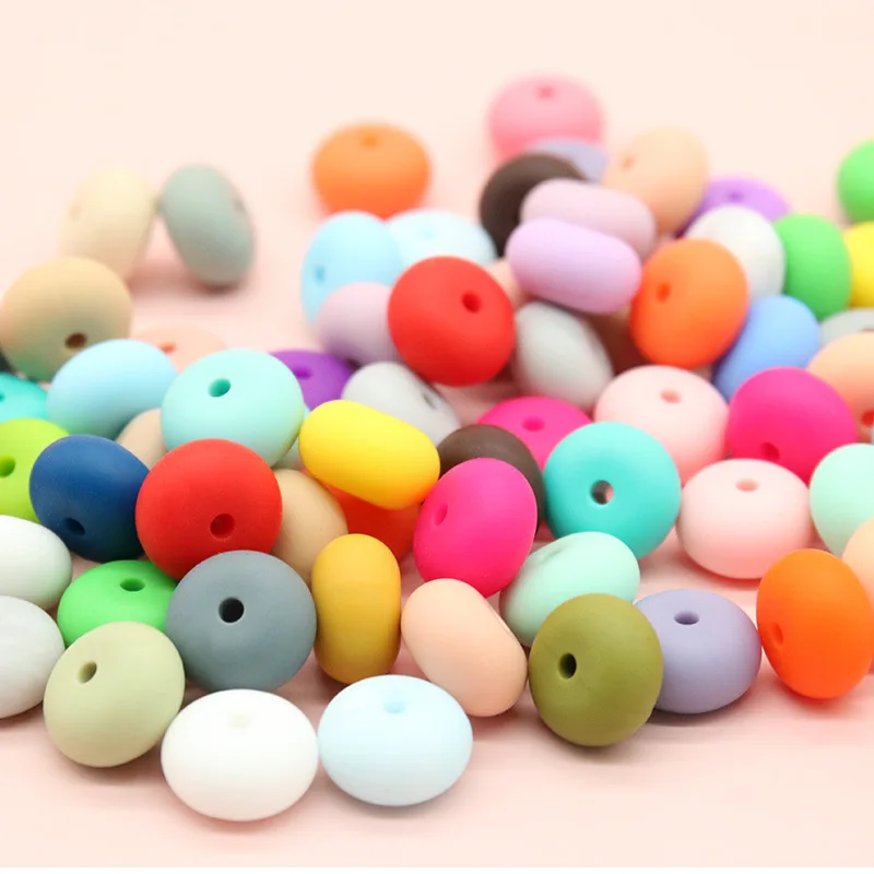 Silicone beads round beads 15mm candy color silicone beads baby food grade diy pacifier chain manufacturers wholesale