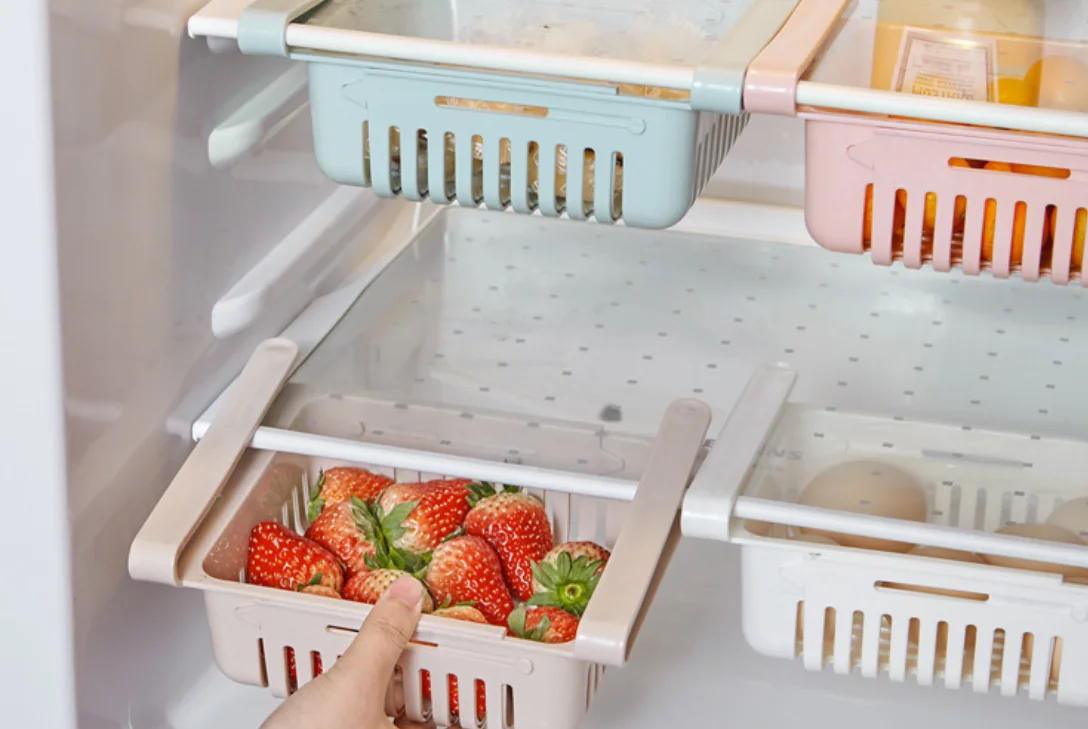 Fridge Organizer Shelf Egg Fruit Storage Box Kitchen Hanging  Refrigerator Baskets