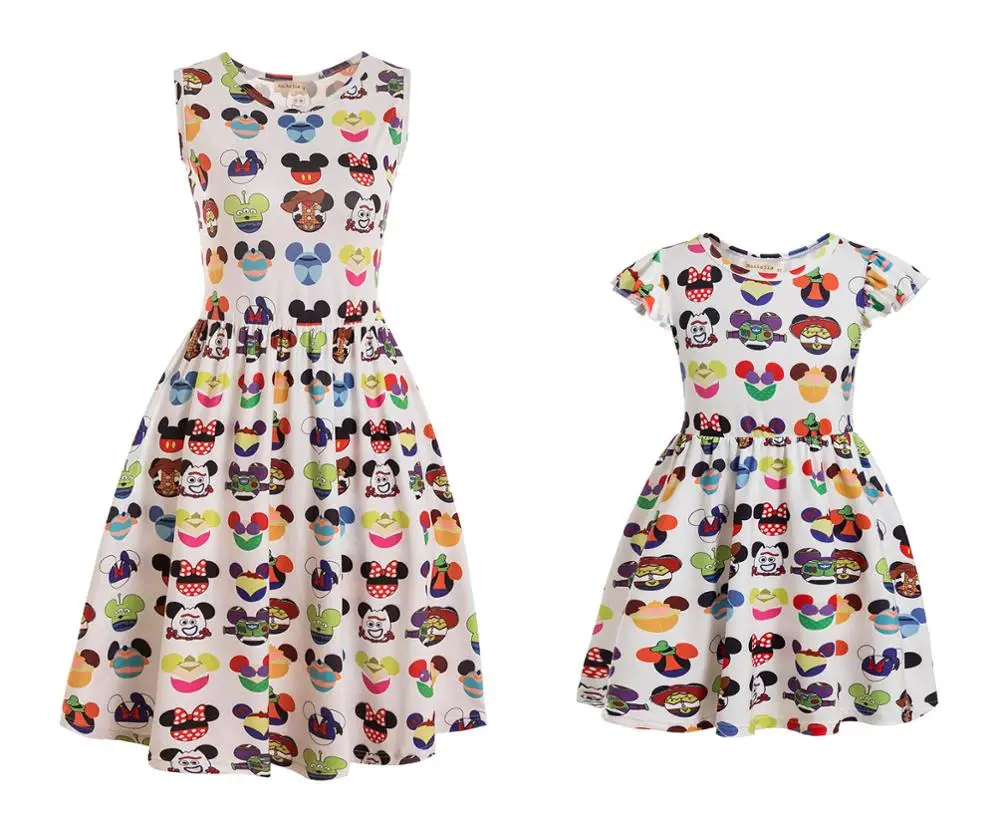 
Beach Wear Mommy and Me Clothing Princess Dress kids casual dress black floral printed baby clothes mommy and me outfits summer 