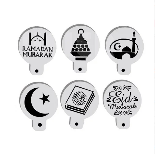 Hot Sale 6pcs/set Cake Decoration Tools Ramadan Mosque Muslim Cake Stencil For Decoration