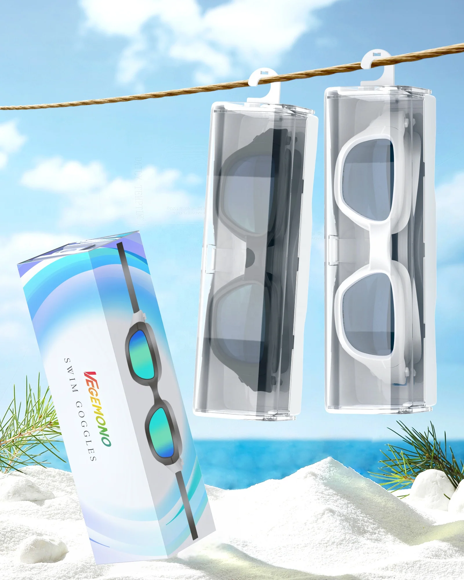 Fashionable Sports Flexible Nose Bridge Swimming Goggles UV Protection Layer Adjustable Non-Slip Silicone Strap Swim Goggles