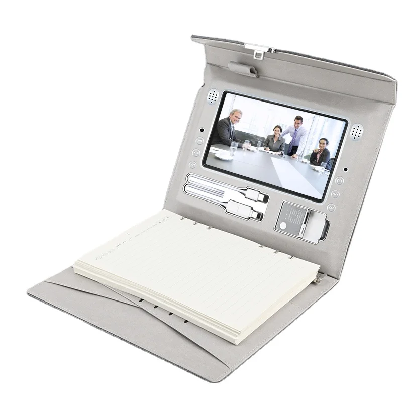 Screen A5 Advertising MP4 Player Fingerprint Lock Smart Diary Notebook with Powerbank New Leather Gift Product LCD Video 7 Inch