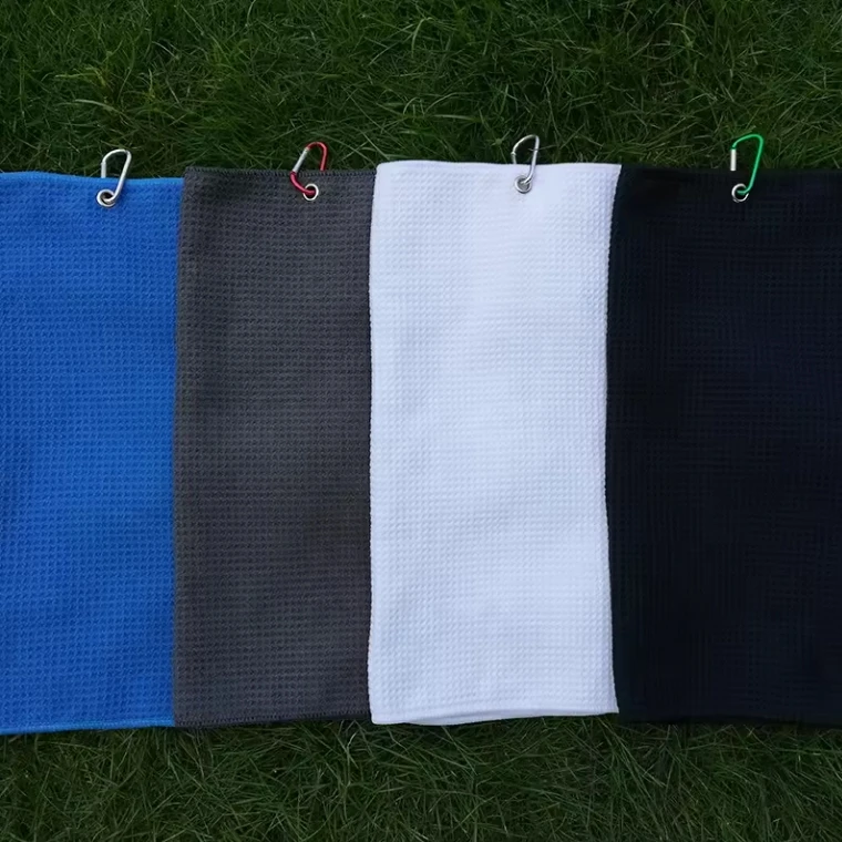 Custom Microfiber Waffle Golf Towel Personalized Carabiner Custom Logo  Sublimate Sports Towels Quickdrying Towel