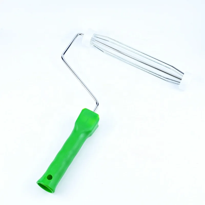 Paint Roller 9inch Green Acrylic Material Birdcage  Bracket with Green Rubber Handle