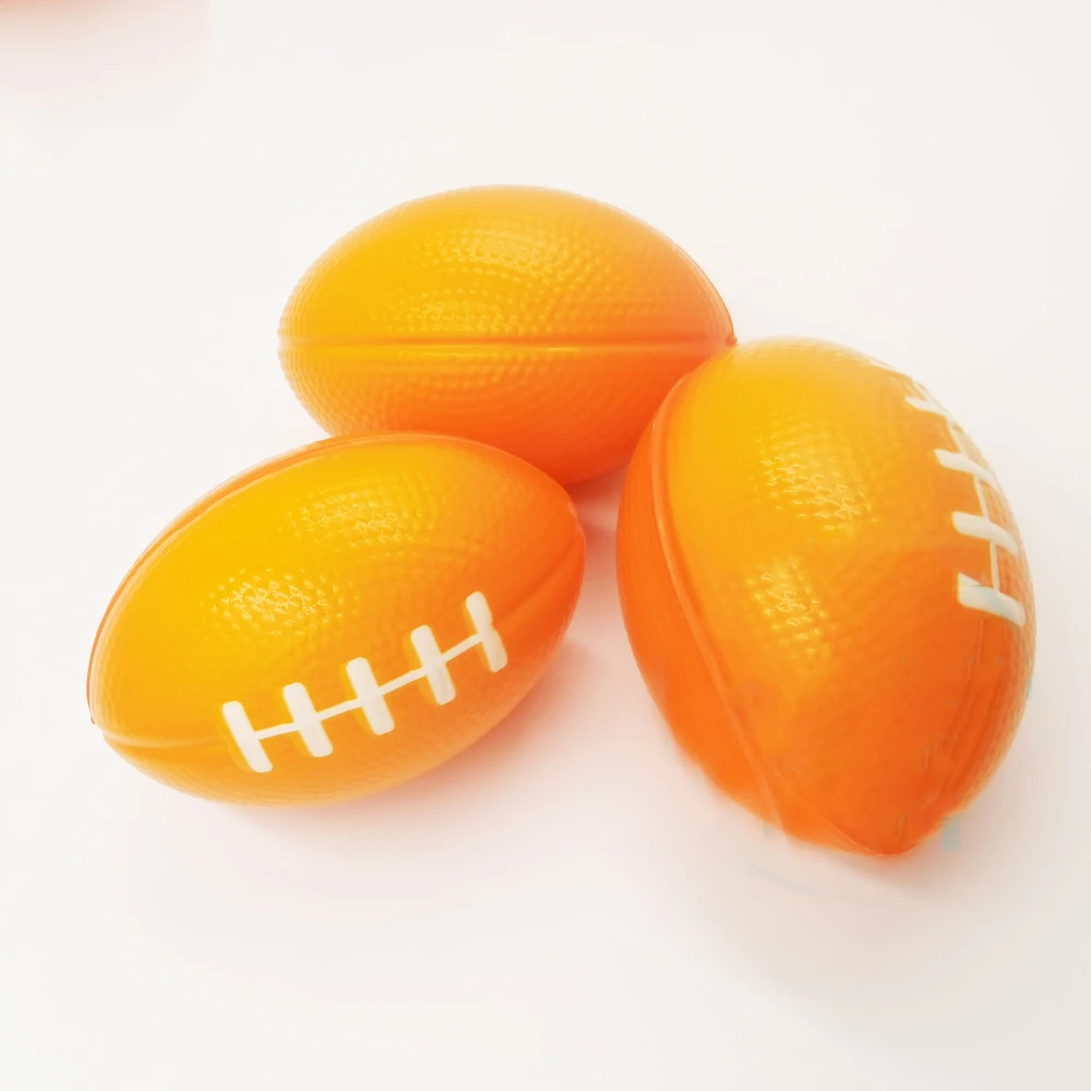 New Promotional Customized Logo Soft Stress Rugby Ball Shape Pu Foam Anti Stress Squeeze Toys Sports Ball For Kids