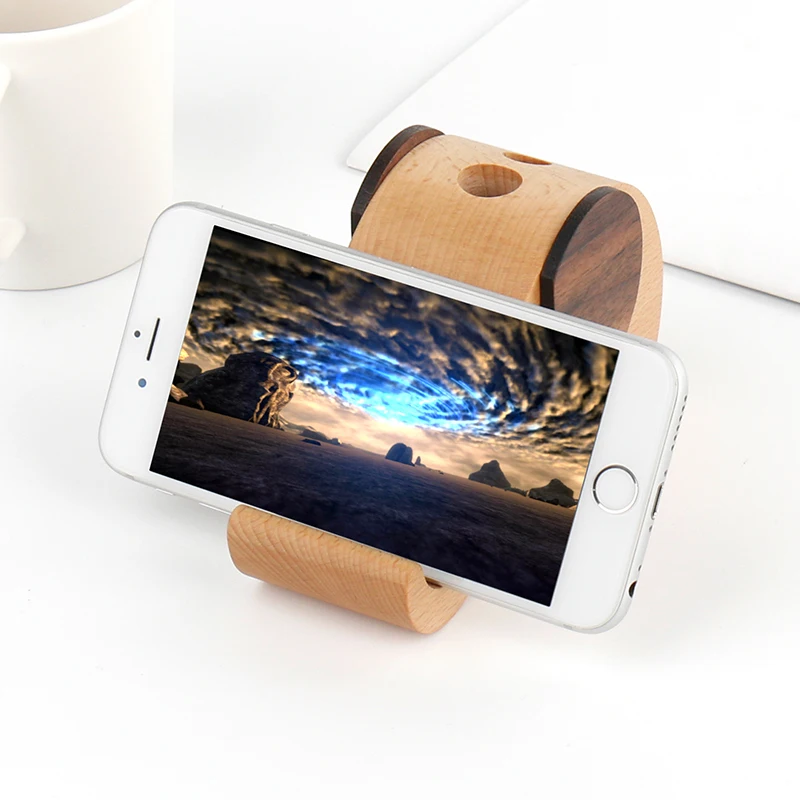 Elephant shape wooden pen holder office desk accessories wooden pencil holder with mobile phone/iphone stand holder