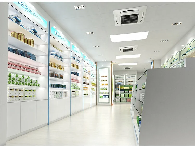 Retail pharmacy store furniture display showcase