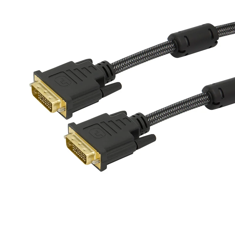 Braided black gold-plated dvi 24+1/24+5 to dvi cable for HDTV projectors computers