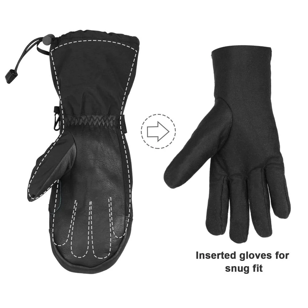 Leather Water Proof Winter Hiking Motorcycle Ski Snowboard Mittens Gloves Custom Logo Hand Warmer Men Women