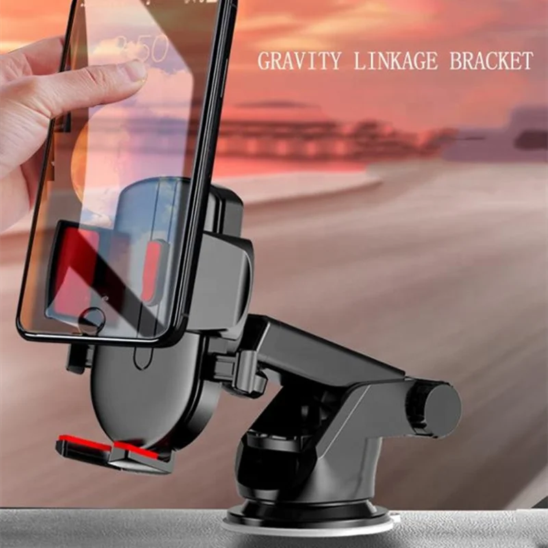 Vnew Auto lock mobile holder silica gel sucker extension rod mobile phone holder navigation 360 degree rotation car holder