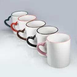 Thermal Transfer Printing Sample Sublimation Ceramic Love Heart Tea Cup for Drink l