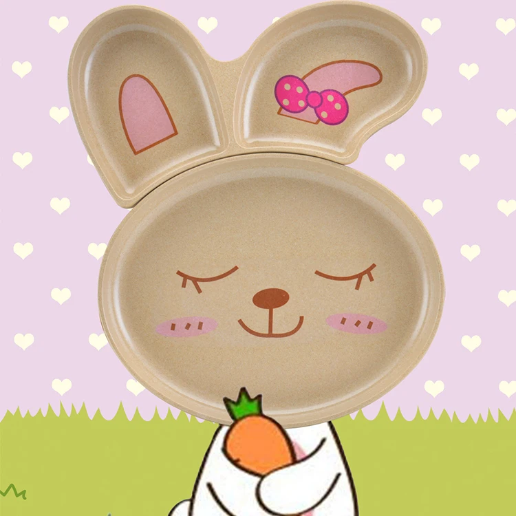 BPA Free Biodegradable Rice Husk Bamboo Fiber Dinnerware Plates For Kids