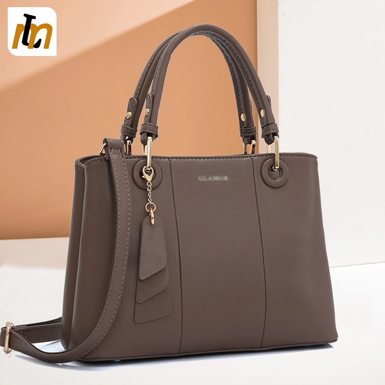 wholesale high quality stitching contrasting leather hand bag ladies big work bag leather tote bag for women