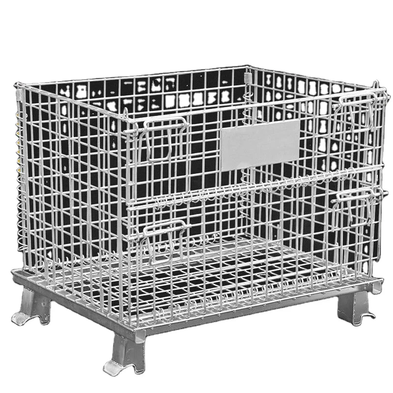 Metal folding steel wire mesh containers cages with top lid