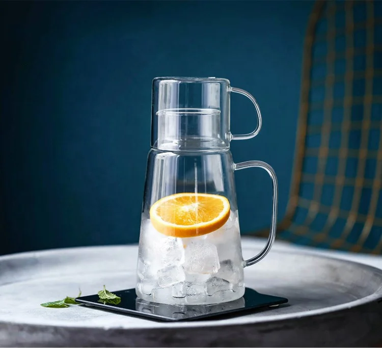 
Household drinking set Environment-friendly large capacity glass pitcher, a set of one cup 
