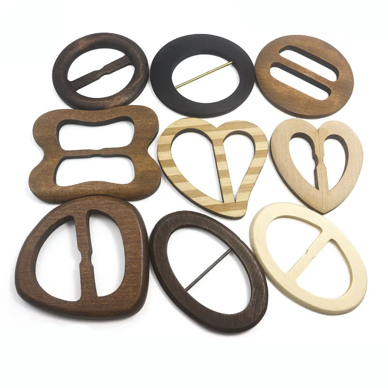 REWIN Wholesale Eco Friendly Various Shape Natural Wooden Belt Accessories Buckle for Garment Coat Decor