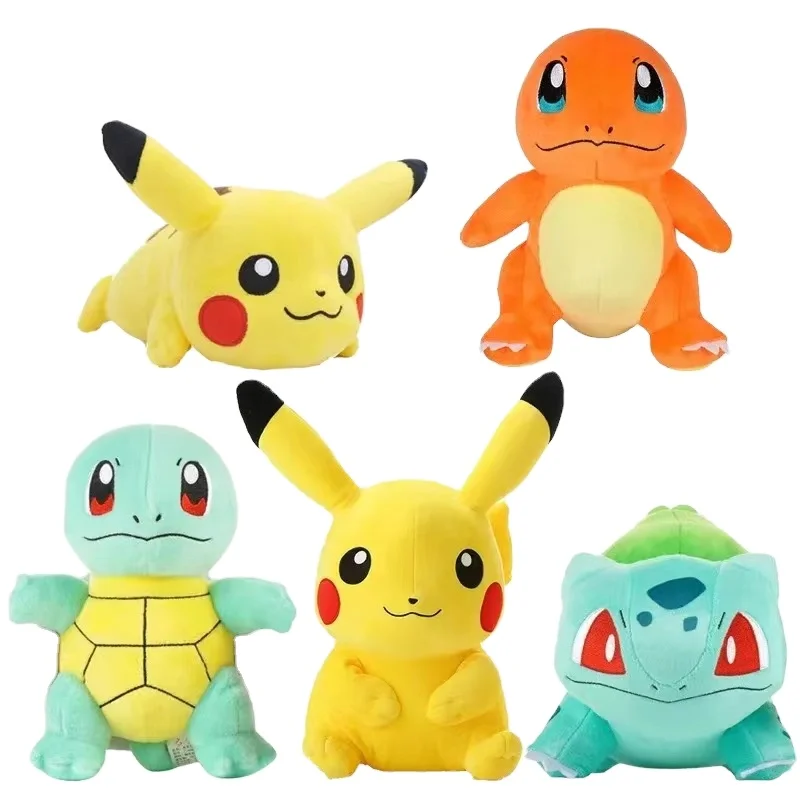 HL New Cartoon Anime Plush Dolls Pokemoned Pikachu Bulbasaur Squirtle Charmander Kawaii Plush Toys Grab Dolls For gifts