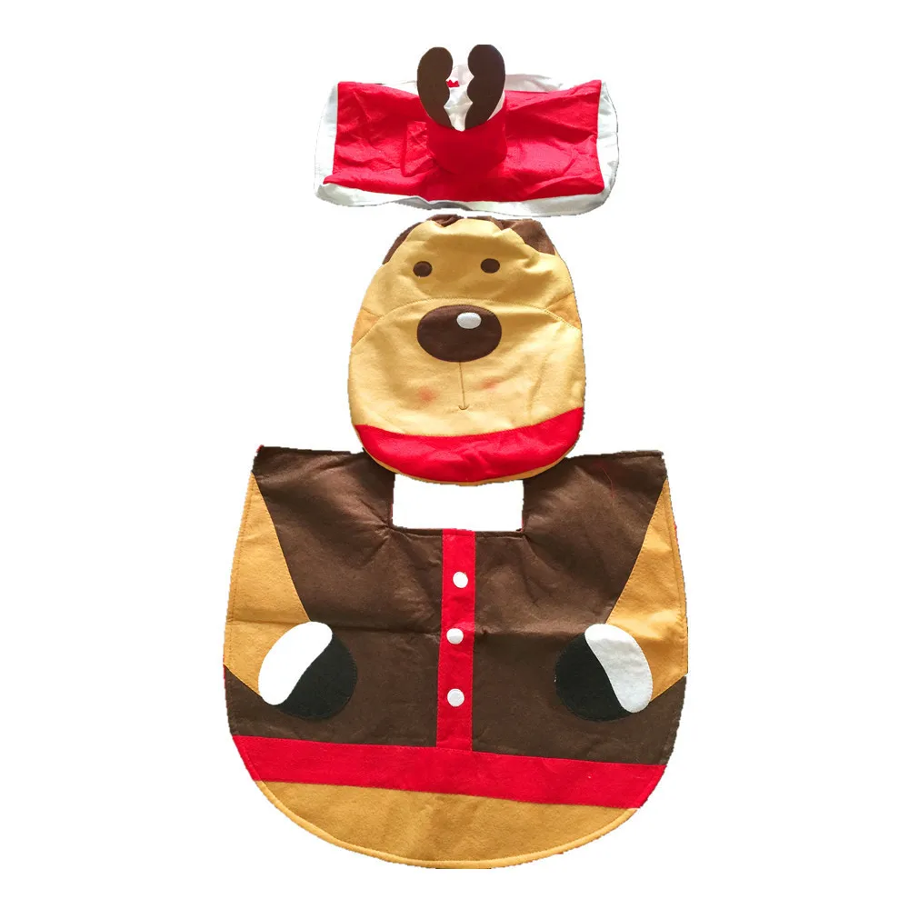 JM Anti Slip Christmas Bathroom Mats Contour Toilet Cover Rug Decor Snowman Santa Deer