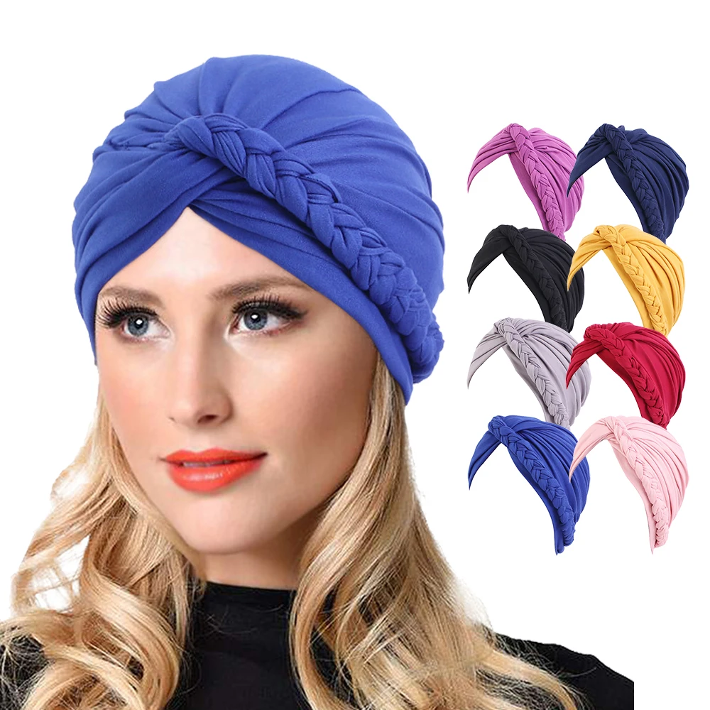 wholesale hair wraps latest indian women twist pre-tied hair turban hair cap turbans for muslim ladies woman hat bonnet beanie