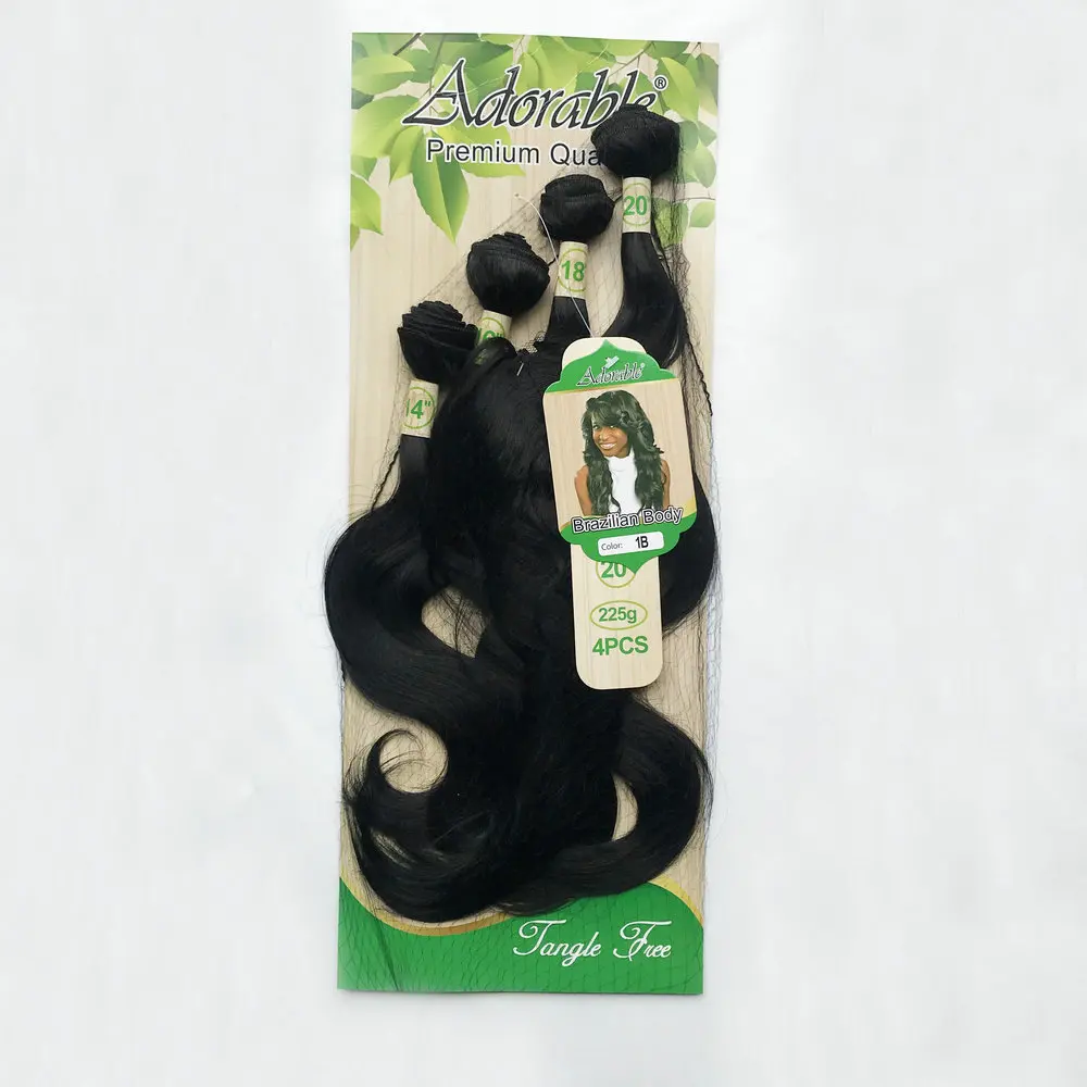 heat resistant fiber synthetic hair extension mixed two tone hair bundles Brazilian body wave 4pcs T1b27 free closure