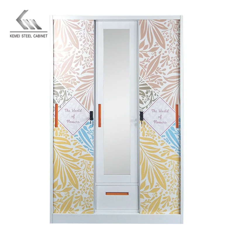 Metal almirah with locker and mirror metal locker wardrobe godrej 3 doors steel almirah locker  with safe box lock