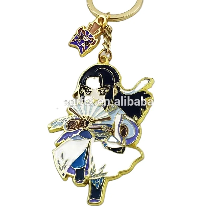 Custom Made Metal Keyrings Charms Cute Cartoon Character Black Nickel Gold Plating Metal Pendant Keychains