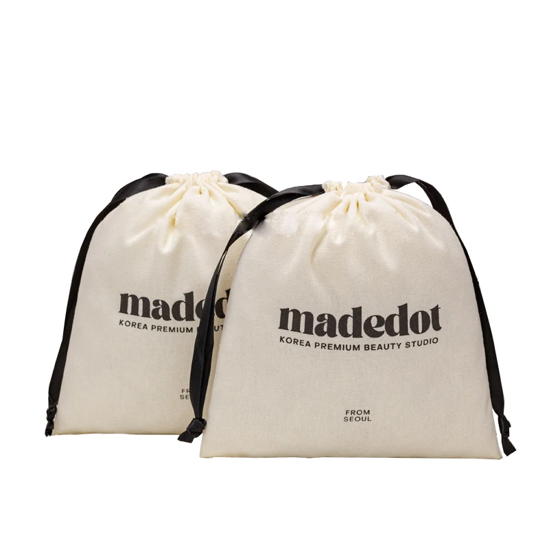 Promotional Organic Muslin Cotton Drawstring Bag With Logo Dust Custom Cotton Drawstring Pouch For Jewelry Gift Packing