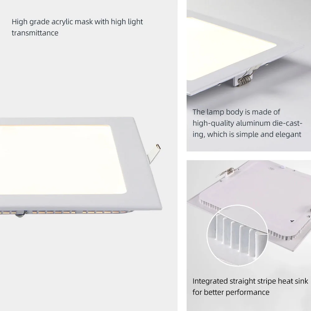 Suspending Ceiling Workshop Triac Dimmable Energy Saving Downlight Led Panel Light for Supermarket Office Kitchen 80 -15 - 40