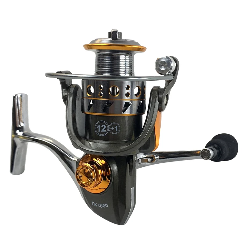 Heavy Duty 12+1BB Saltwater Fishing Spinning Reels Two Color Aluminum spool Metal Fishing Reel Out Door Fishing Accessories