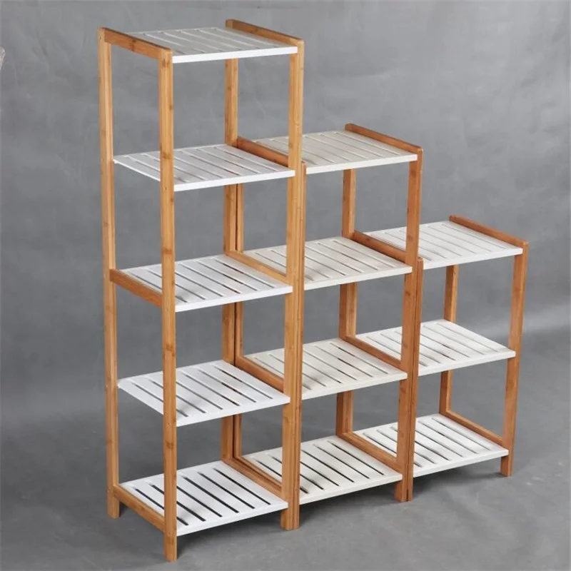 Bamboo bathroom shelf rack  Storage Shelf Display Stand Shelves Free Standing Wobble