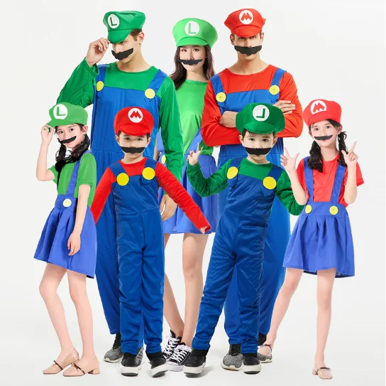 LMY Child Performance Wear Role Boy Dance Play Super Mario Bros Suits Halloween Costume Anime Cosplay Jumpsuits Dress Clothes