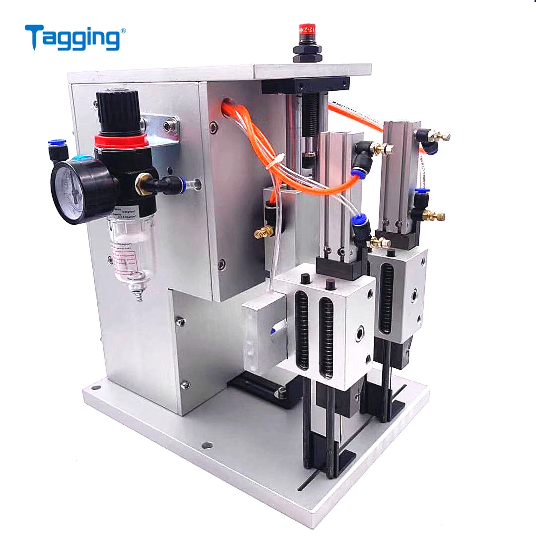 Double-needles pneumatic automated portable tagging machine for garments label gloves towels glove