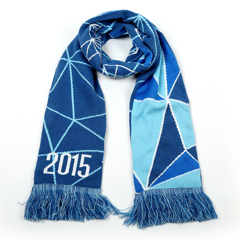 multi color thick warm winter hot sale fashion knitted scarf, double sides club sports Acrylic jacquard  football jacquard scarf