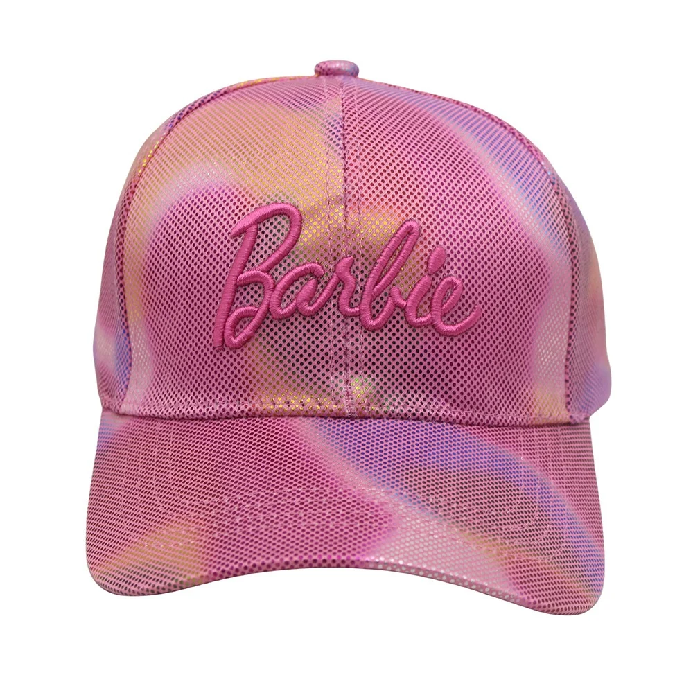 100% Cotton Kids Barbi Girls Baseball Cap Pink Colorful Embroidered Letter Hat Fashion Barbi Peaked Cap