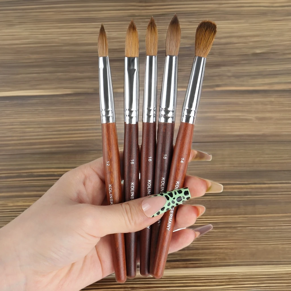 Professional size #10 pure sable 100% Kolinsky Germany flat Acrylic brushes Nail art brush with Wood Handle