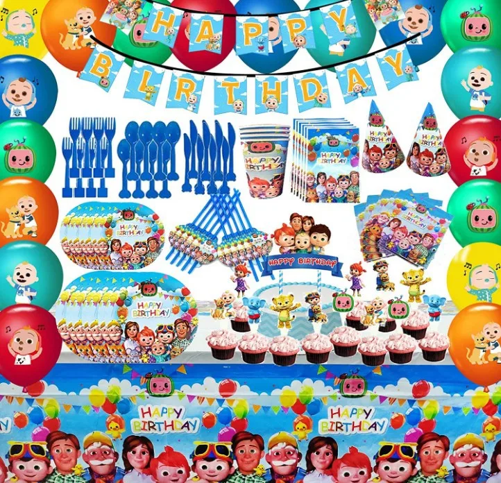 Cocomelon вечерние украшения на день рождения воздущные шары Детские игрушки Бумажная скатерть бумажные стаканчики и тарелки соломинки тематические Вечерние