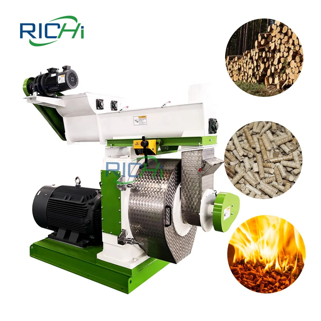 RICHI High Capacity Rice Husk Ring Die Biomass Hay Grass Sawdust Wood Pellet Mill For Sale In Canada Indonesia