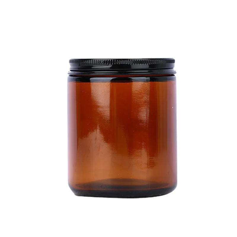 LD27P 4oz 6oz 8oz  Wholesale Multi-sizes Empty Amber Glass Candles Jars Candle Containers With Metal Lids