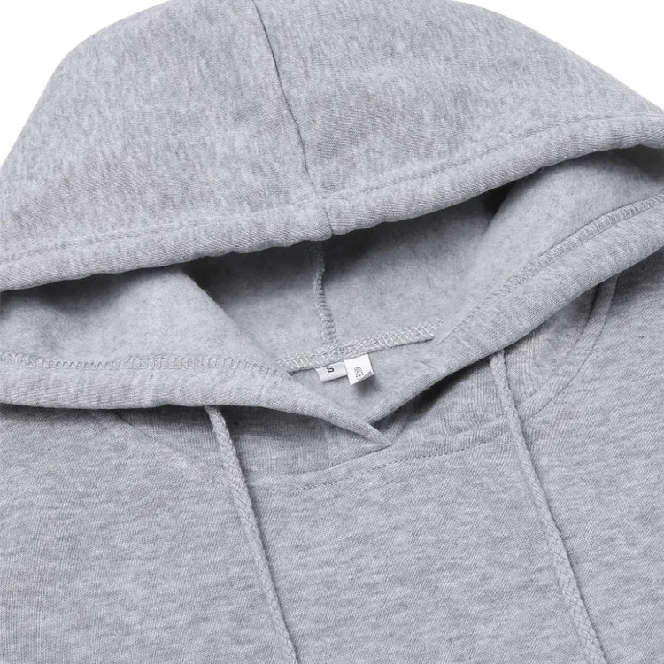 Wholesale Autumn Women Casual Long Sleeve Drawstring Hoodie Sweater Dress With Pocket