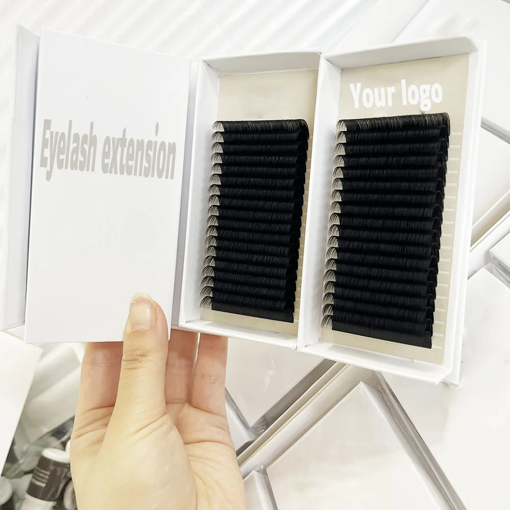Premium cashmere lash extensions 0.05 0.07 0.10 0.15 0.18 Private Label Dark matte volume eyelash extensions Faux PBT lash trays