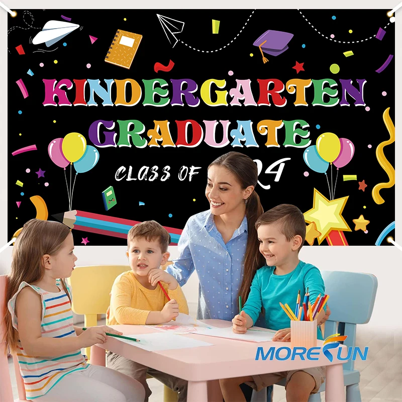 Hot sale 2024 kindergarten scene layout background cloth Graduation themed party wall upholstery