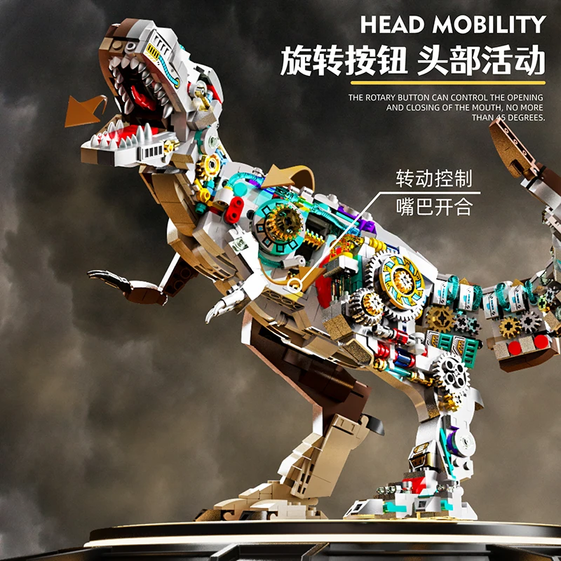 1388PCS Creative MOC Dragon Tyrannosaurus Block Assembled Small Particles Puzzle Building Block Kids Toys Juguete MJI 13050