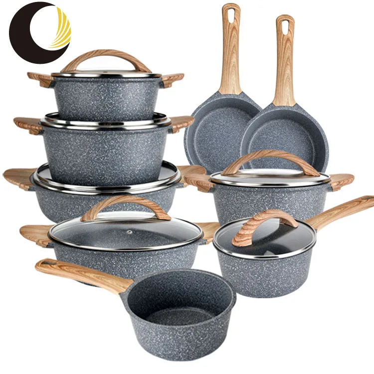 Wholesale Kitchen Cooking Ware 15pcs Nonstick Cooking Pots And Pans Non Stick Cookware Set