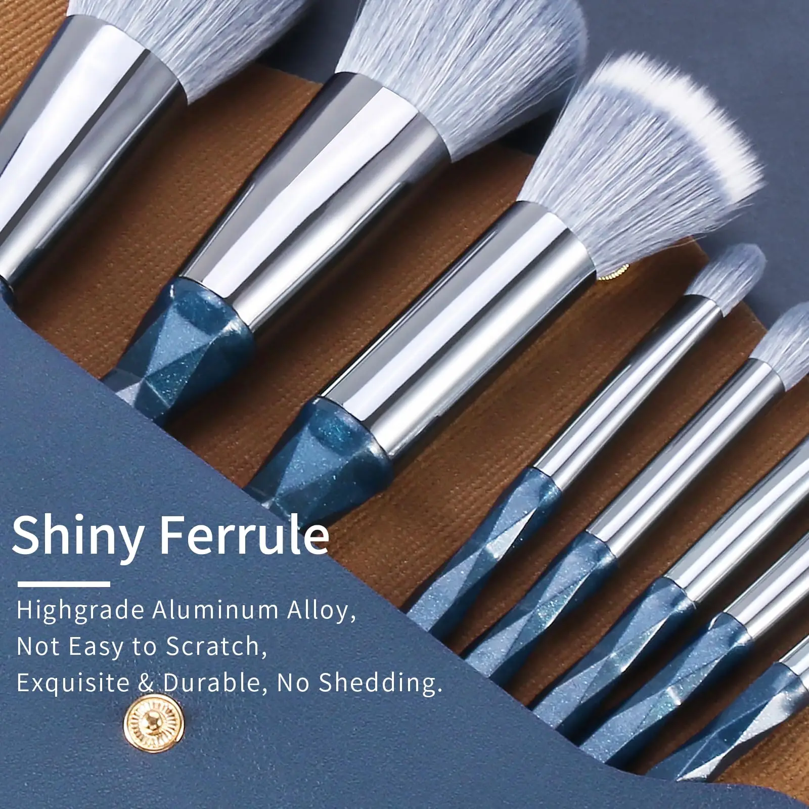 8 PCS Makeup Brushes Crystal pillar Designed Soft Blue Diamond Makeup Brushes Set Cosmetic Tool Kit