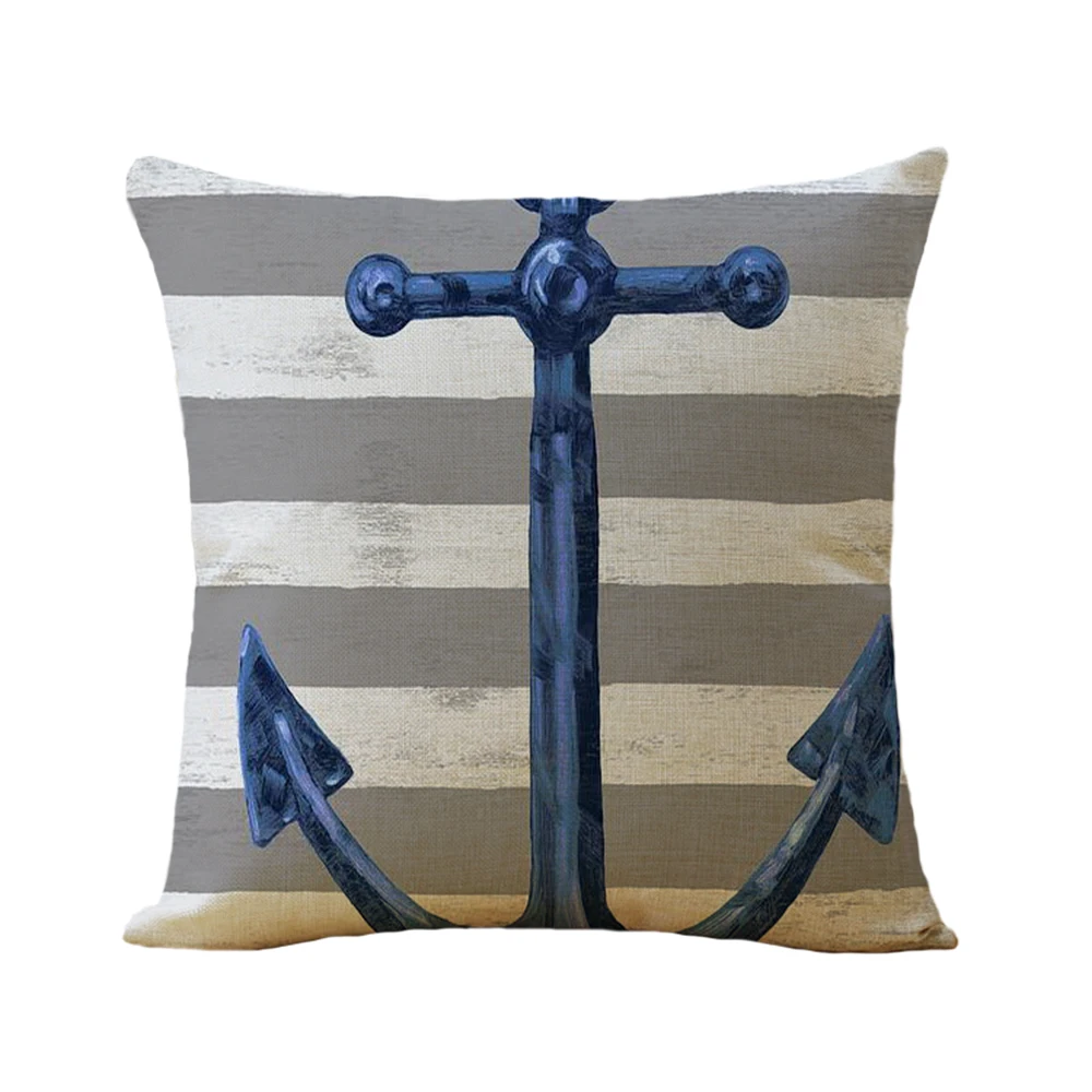 Серия лодок якорь развертки белые серые полосы настраиваемые Льняные Декоративные Чехлы для диванов наволочки