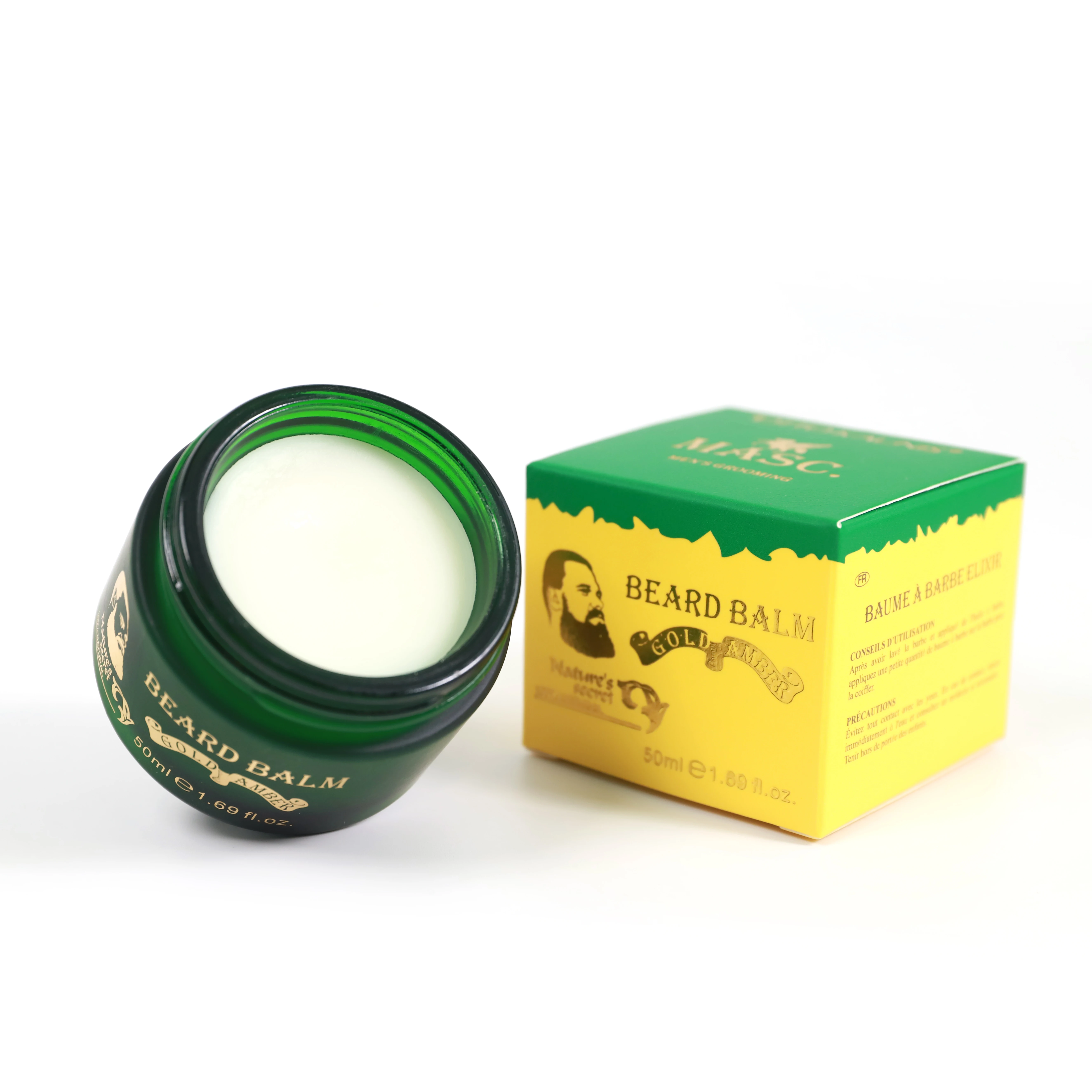 OEM Organic Vegan Strengthen Soften Beard Wax Mustaches Men Beard Balm  Beard Growth Balm With Shea Butter